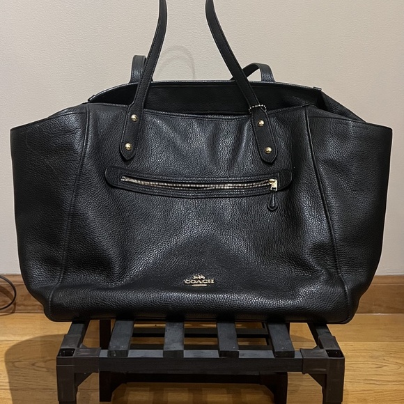 Leather Coach Baby / Tote bag - Black/Purple - Picture 1 of 6